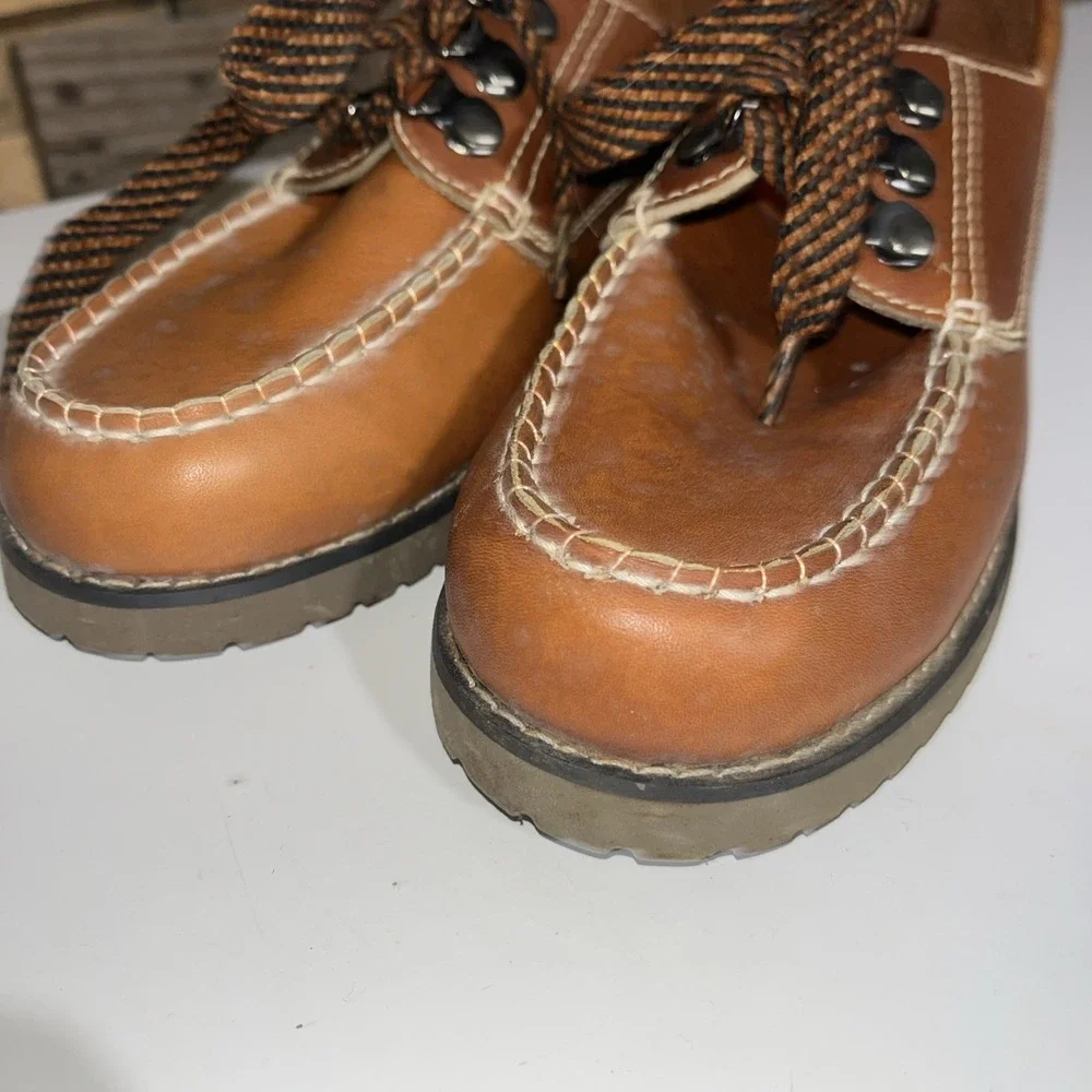 Old Stock JCPenney Leather Vintage Kids Shoes Toddler‎ Brown Oxfords 3.5 D